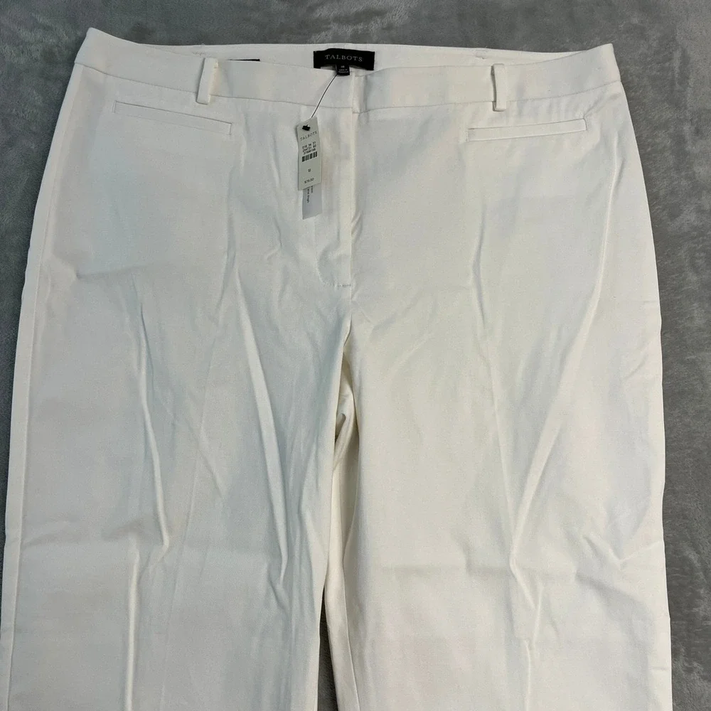 NWT Talbots Heritage White Straight Leg Trousers Pants Womens 18 (39x29) Cotton